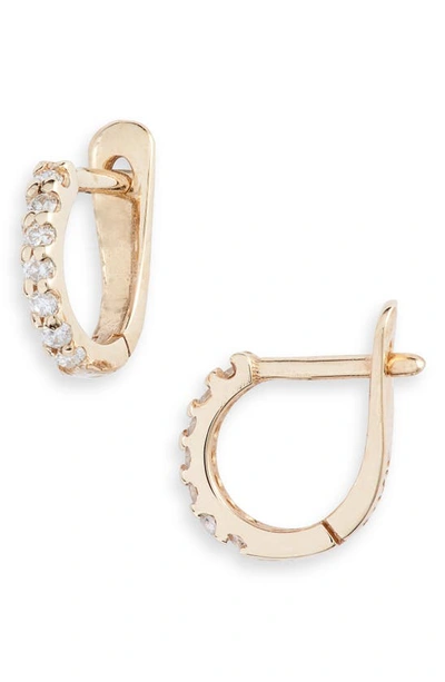 Shop Anzie Cleo Pavé Diamond Huggie Hoop Earrings In Gold/ Diamond