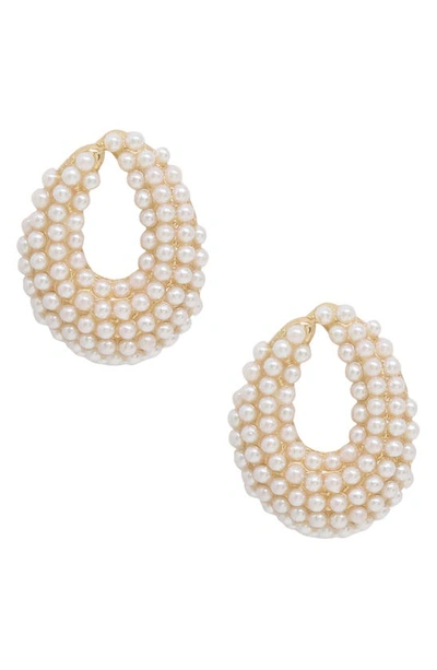 Shop Ettika Imitation Pearl Earrings In Gold