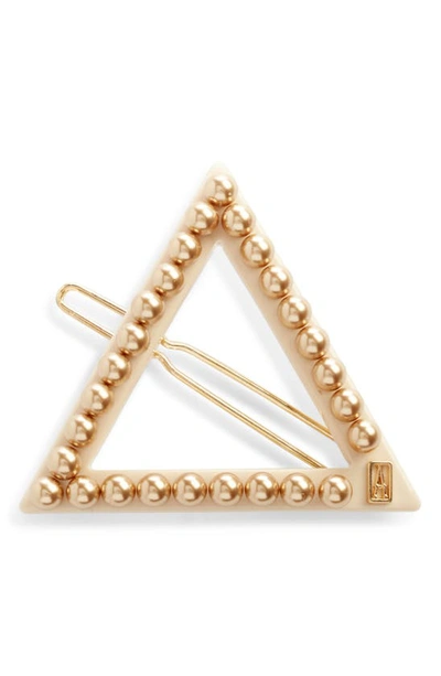 Shop Alexandre De Paris Triangle Side Barrette In Beige