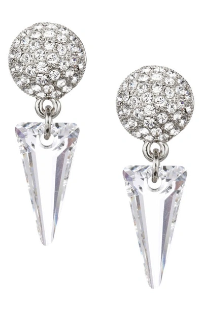 Shop Nina Swarovski Crystal Spike Drop Earrings In Rhodium/ White