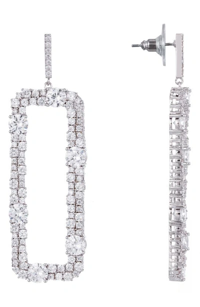 Shop Nina Rectangle Link Earrings In Rhodium/ White