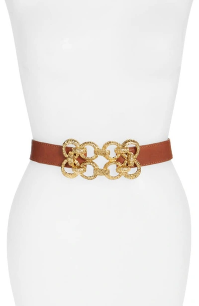 Shop Raina Leather Stretch Belt In Cognac