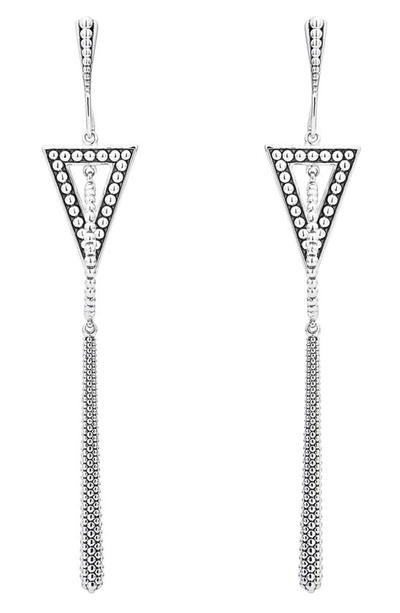 Shop Lagos Signature Caviar Triangle & Circle Drop Earrings In Silver