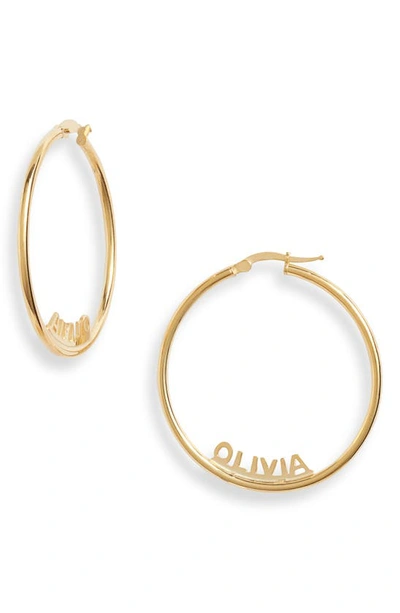 Shop Argento Vivo Personalized Name Hoop Earrings In Gold