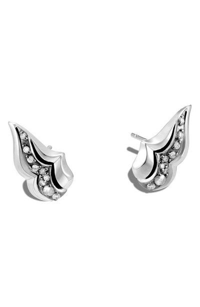Shop John Hardy John Lahar Diamond Stud Earrings In Silver/ Diamond