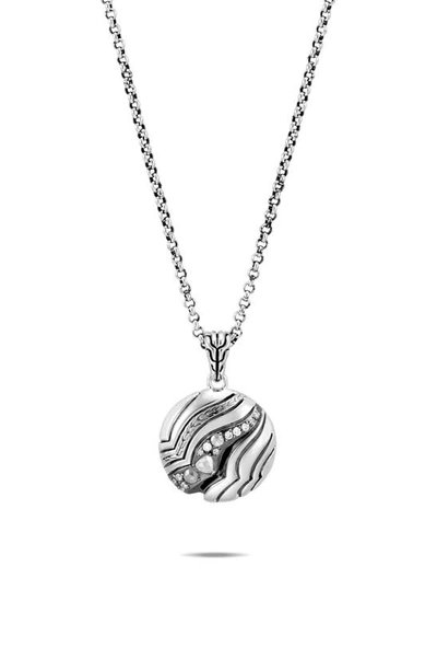 Shop John Hardy Lahar Diamond Circle Pendant Necklace In Silver/ Diamond