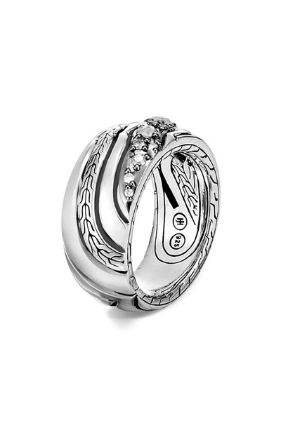 Shop John Hardy Lahar Diamond Band Ring In Silver/ Diamond