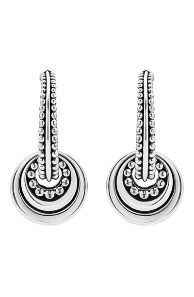 Lagos Sterling Silver Signature Caviar Fluted Disc Hoop Earrings In Silver