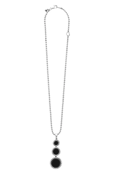 Shop Lagos Maya Triple Circle Pendant Necklace In Silver/ Onyx