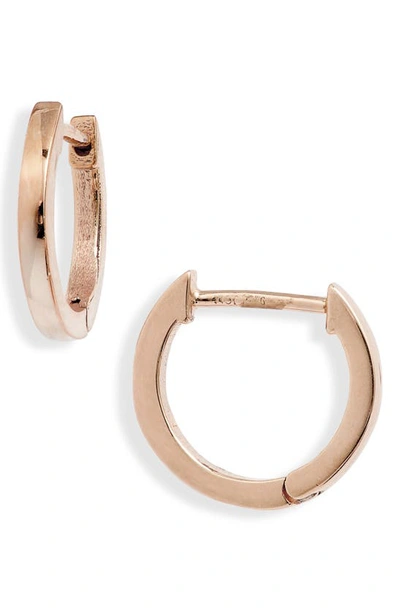 Shop Jennifer Zeuner Grace Huggie Hoop Earrings In Rose Vermeil