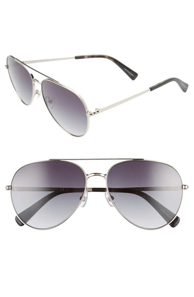 Shop Rebecca Minkoff Stevie 63mm Oversize Gradient Aviator Sunglasses In Palladium/ Dkgray Gradient