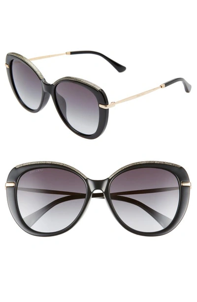 Shop Jimmy Choo Phebe 56mm Special Fit Butterfly Sunglasses In Black/ Dkgrey Gradient