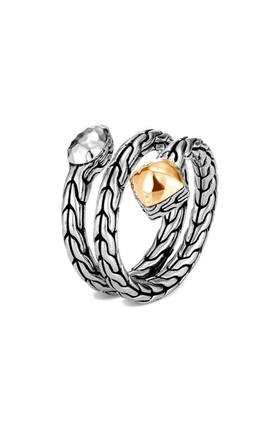 Shop John Hardy Classic Chain Hammered Wrap Ring In Silver/ Gold