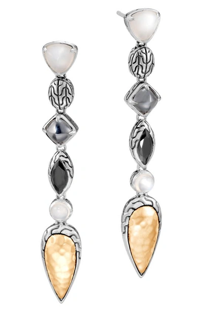 Shop John Hardy Classic Chain Multi Stone Linear Drop Earrings In Silver/ Gold