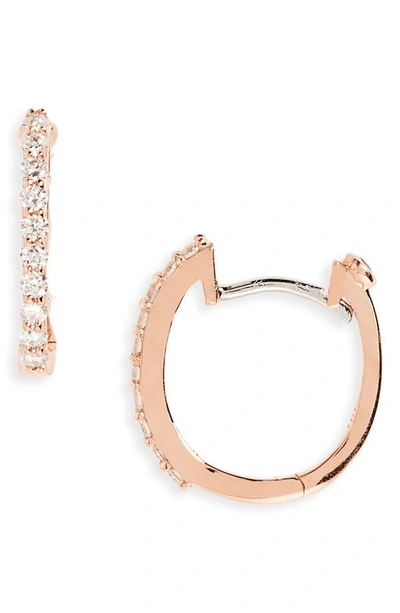 Shop Roberto Coin Small Diamond Hoop Earrings In Rose Gold