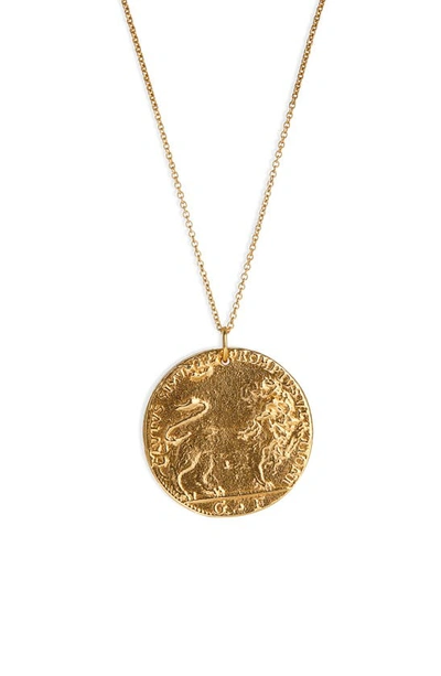 Shop Alighieri Il Leone Medallion Necklace In Gold