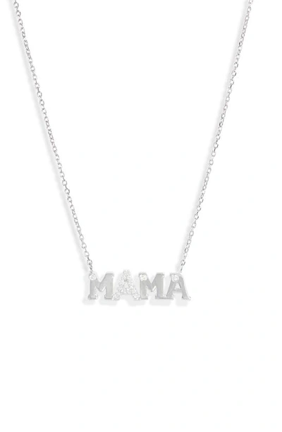 Shop Anzie Love Letter Mama Necklace In Silver/ White Sapphire