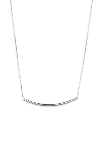 Shop Sterling Forever Curved Bar Pendant Necklace In Silver