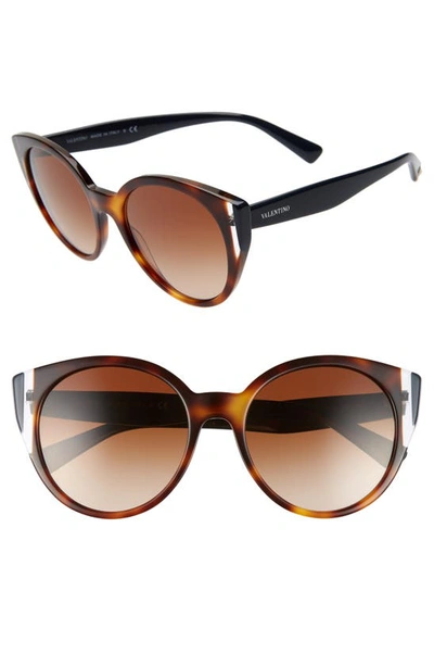 Shop Valentino 55mm Cat Eye Sunglasses In Havana/ Blue/ Brown Gradient