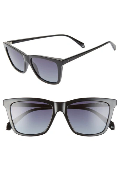 Shop Polaroid 53mm Polarized Rectangular Sunglasses In Black/ Grey Polarized