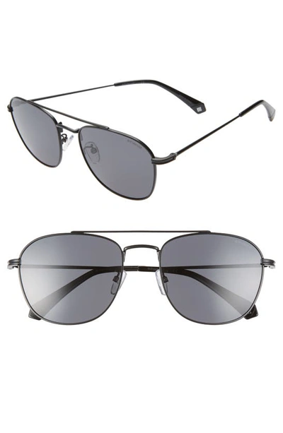 Shop Polaroid 57mm Polarized Aviator Sunglasses In Black/ Grey Polarized