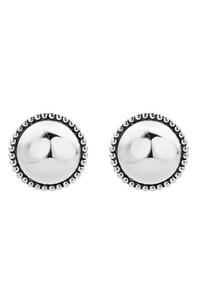 Shop Lagos Signature Caviar Omega Dome Stud Earrings In Silver