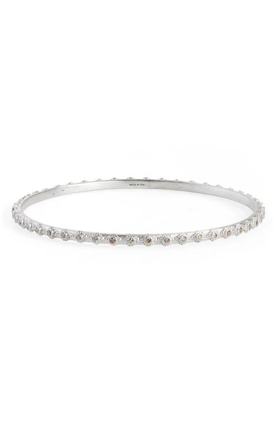 Shop Armenta Mini Cross Bangle Bracelet With Champagne Diamonds In Diamond/ Silver
