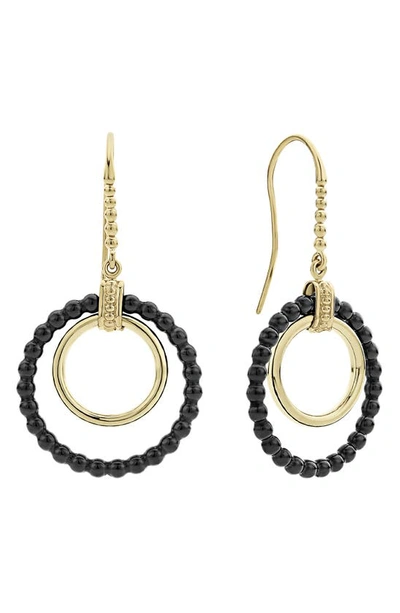 Shop Lagos Meridian 18k Gold And Ceramic Circle Drop Earrings In Gold/ Black Ceramic
