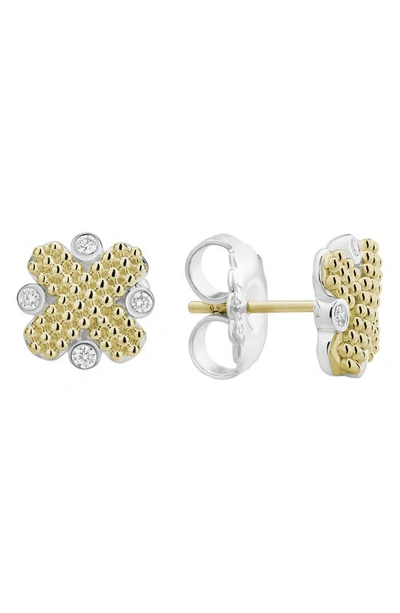 Shop Lagos Caviar Lux Stud Earrings In Two Tone/ Diamond