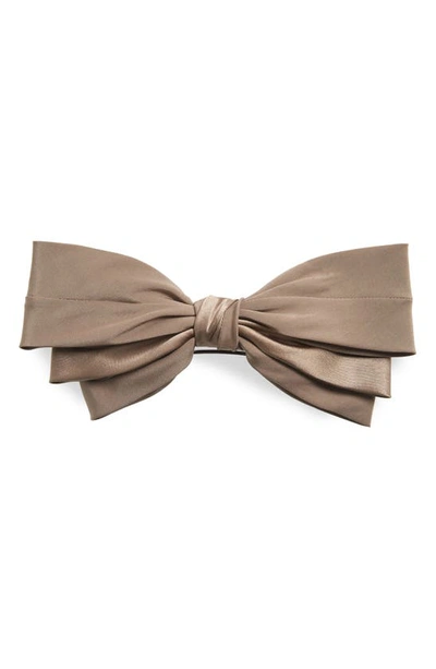 Shop Sophie Buhai Classic Silk Bow Barrette In Taupe