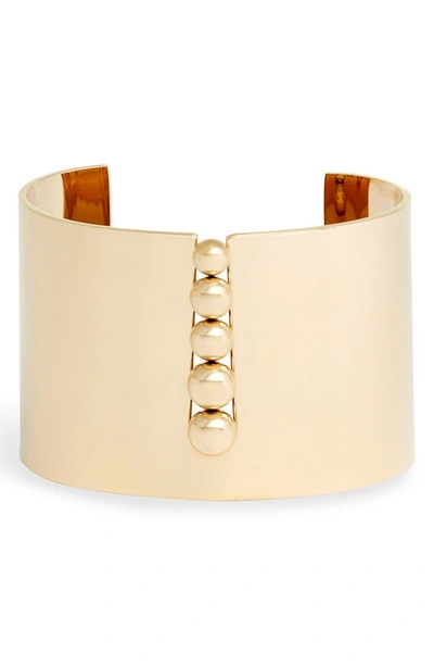 Shop Knotty Bead Inset Wide Cuff In Gold