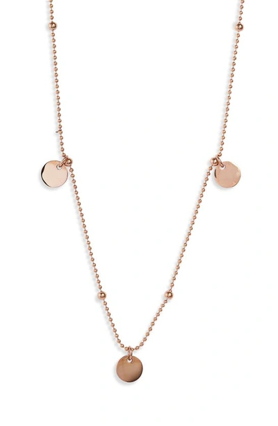 Shop Knotty Disc Charm Necklace In Rose Gold