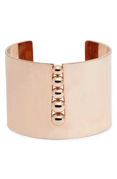 Shop Knotty Bead Inset Wide Cuff In Rose Gold