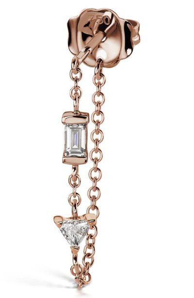 Shop Maria Tash Diamond Chain Wrap Stud Earring In Rose Gold/ Diamond