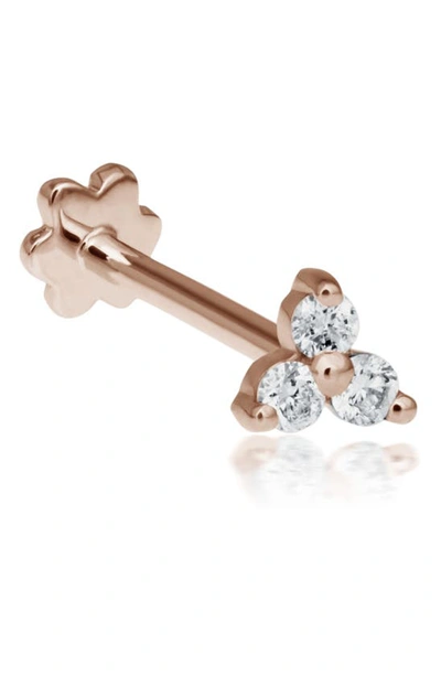 Shop Maria Tash Large Diamond Trinity Threaded Stud Earring In Rose Gold/ Diamond