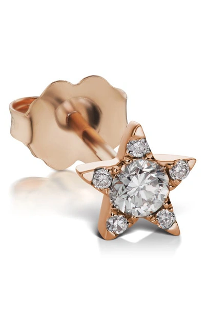 Shop Maria Tash Diamond Star Stud Earring In Rose Gold/ Diamond