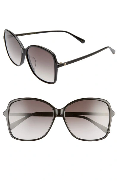 Shop Gucci 60mm Rectangular Sunglasses In Black/ Grey Gradient