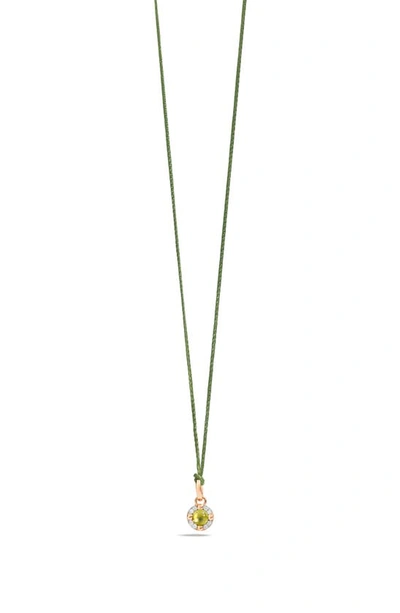 Shop Pomellato M'ama Non M'ama Diamond & Stone Cabochon Pendant Necklace In Rose Gold/ Peridot/ Diamond