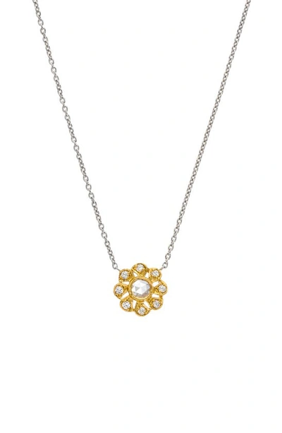Shop Sethi Couture Floral Diamond Pendant Necklace In Rose Gold/ Diamond