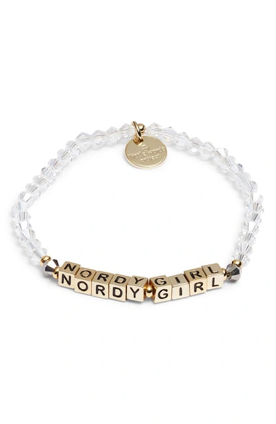 Shop Little Words Project Nordy Girl Beaded Stretch Bracelet In Clear/ Gold