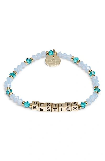 Shop Little Words Project Besties Beaded Stretch Bracelet In Blue/ Gold
