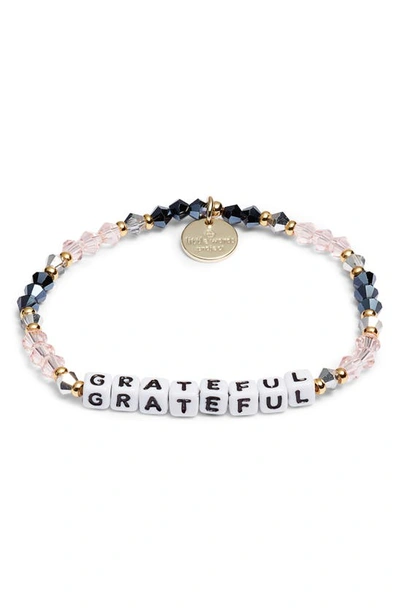 Shop Little Words Project Grateful Beaded Stretch Bracelet In Belle Gold