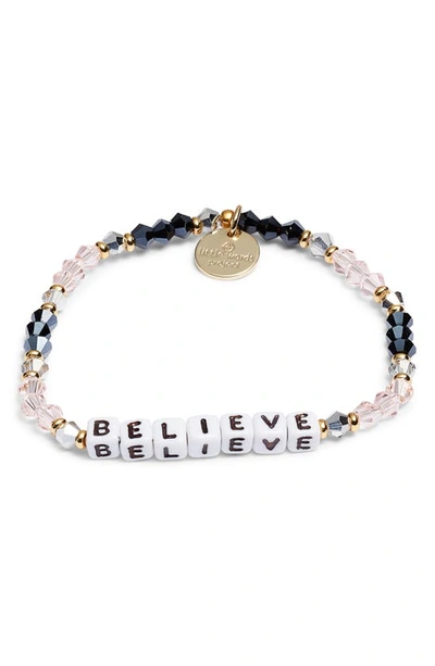 Shop Little Words Project Believe Bracelet In Belle Pink/ White