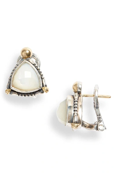 Shop Konstantino Delos Triangle Stone Stud Earrings In Pearl