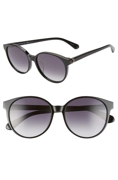 Shop Kate Spade Eliza 55mm Round Sunglasses In Black/ Dkgrey Gradient