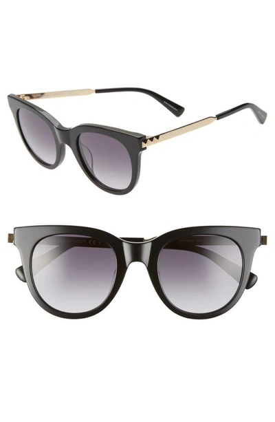 Shop Rebecca Minkoff Stevie 49mm Round Sunglasses In Black Gold/ Dkgray Gradient