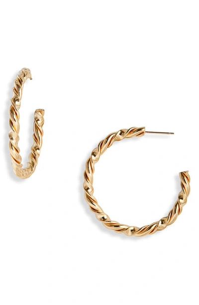 Shop Laura Lombardi Ribbon Hoop Earrings In Brass