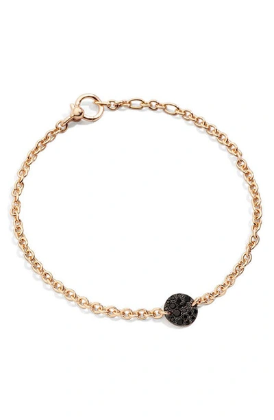 Shop Pomellato Sabbia Diamond Station Chain Bracelet In Rose Gold/ Black Diamond