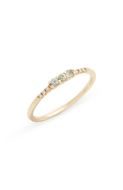 Shop Jennie Kwon Designs Three Green Sapphire Equilibrium Ring In Yellow Gold/ Green Sapphire