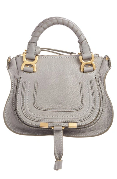 Shop Chloé Mini Marcie Leather Crossbody Bag In Cashmere Grey
